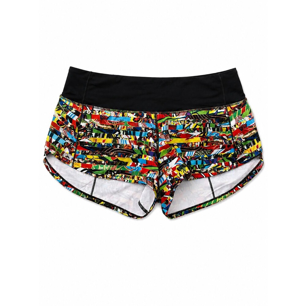 Lululemon SeaWheeze Speed Up Shorts 4 Lego Rush Multi Black Running 2018 Rare
